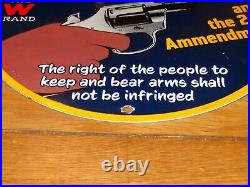 Vintage Winchester Ammunition Gun 11 3/4 Porcelain Metal Gasoline Oil Arms Sign