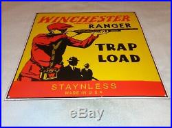 Vintage Winchester Ranger Trap Load 23 Porcelain Metal Ammo Bullet Gun Gas Sign