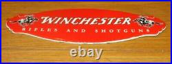 Vintage Winchester Rifle Shotguns Man Horse 11 3/4 Porcelain Metal Gas Oil Sign