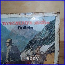 Vintage Winchester western ammunition sign metal litho printed