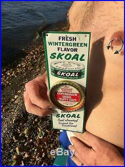 Vintage Wintergreen Skoal Snuff Tobacco Chew Can Opener Metal Sign 9 Copenhagen