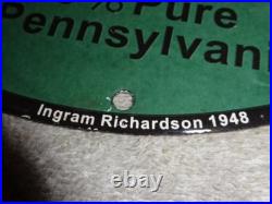 Vintage Wolf's Head Motor Oil & Lube 11 3/4 Porcelain Metal Wolfs Gasoline Sign