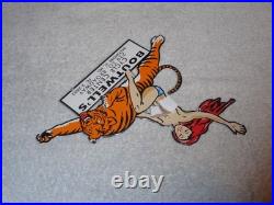 Vintage Woman? On Tiger 9 Porcelain Metal Motorcycle Center Harley Indian Sign
