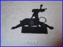 Vintage Woman? On Tiger 9 Porcelain Metal Motorcycle Center Harley Indian Sign