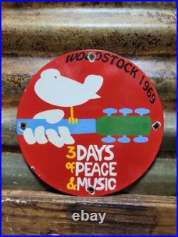 Vintage Woodstock Porcelain Sign Old 1969 Hippie Peace Music Festival New York