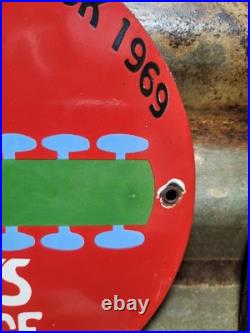 Vintage Woodstock Porcelain Sign Old 1969 Hippie Peace Music Festival New York