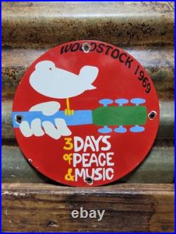 Vintage Woodstock Porcelain Sign Old 1969 Hippie Peace Music Festival New York