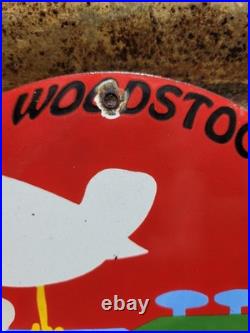 Vintage Woodstock Porcelain Sign Old 1969 Hippie Peace Music Festival New York