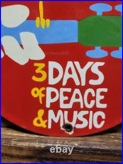 Vintage Woodstock Porcelain Sign Old 1969 Hippie Peace Music Festival New York