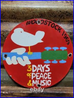 Vintage Woodstock Porcelain Sign Old 1969 Hippie Peace Music Festival New York