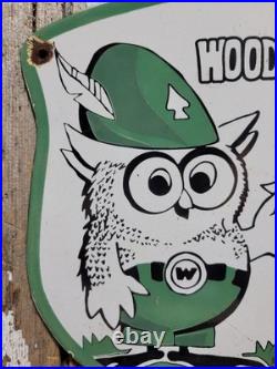 Vintage Woodsy Owl Porcelain Sign Old Forest Service Park Smokey Dont Pollute