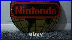 Vintage World Of Nintendo Original Nes Porcelain Metal Mario System Sign Rare Ad