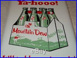 Vintage Ya-hooo Mountain Dew +hillbilly 7 Porcelain Metal Soda Pop Gas Oil Sign
