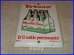 Vintage Ya-hooo Mountain Dew +hillbilly 7 Porcelain Metal Soda Pop Gas Oil Sign