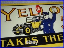 Vintage Yellow Cab Cigar Takes The Right Way Policeman 18 Porcelain Metal Sign