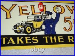Vintage Yellow Cab Cigar Takes The Right Way Policeman 18 Porcelain Metal Sign
