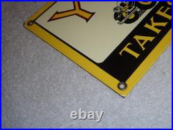 Vintage Yellow Cab Cigar Takes The Right Way Policeman 18 Porcelain Metal Sign