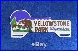 Vintage Yellowstone National Park Wyoming Souvenir Metal License Plate Topper