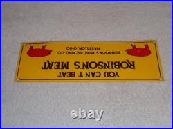 Vintage You Can't Beat Robinson's Meat Pig Farming 13 Metal Gasoline & Oil Sign