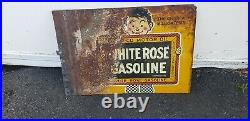 Vintage advertising 1930's white rose en-ar-co gas station 2 sided metal sign