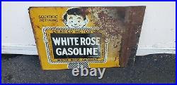 Vintage advertising 1930's white rose en-ar-co gas station 2 sided metal sign