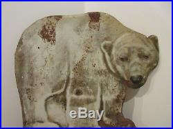 Vintage c. 1900 Polar Bear Chewing & Smoking Tobacco Metal Sign Embossed RARE