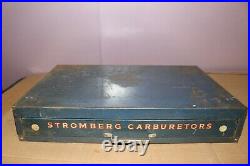 Vintage c. 1930 STROMBERG CARBURETORS Parts 19 Metal Cabinet Gas Oil Sign