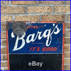 Vintage c. 1950's Drink Barq's Root Beer Tin Metal Chalkboard Sign It's Good
