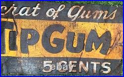 Vintage early Gold Tip Gum Metal Sign Candy Soda pop Advertising 36 by 12