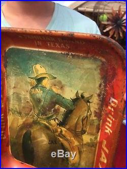 Vintage early rare Jax Beer cowboy western Metal Tray sign Lone Star Pearl Texas