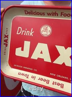 Vintage early rare red Jax Beer Metal Tray sign Lone Star Pearl Texas