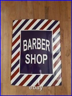 Vintage heavy metal Barber Shop sign enamel