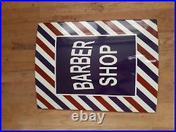 Vintage heavy metal Barber Shop sign enamel