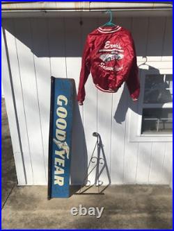Vintage large double sided Goodyear tires metal sign and bracket. See description