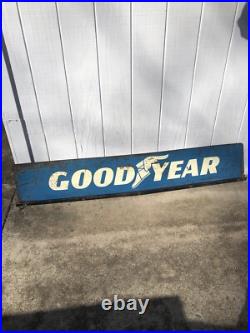 Vintage large double sided Goodyear tires metal sign and bracket. See description