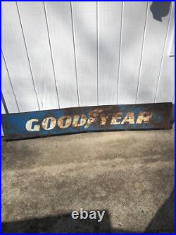 Vintage large double sided Goodyear tires metal sign and bracket. See description