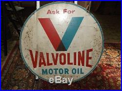 Vintage metal ORIGINAL double sided Valvoline sign