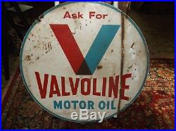 Vintage metal ORIGINAL double sided Valvoline sign