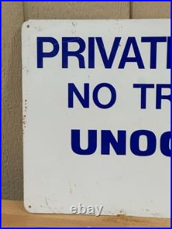 Vintage metal advertising pipeline sign Unocal 76 No Trespassing 15 x 30