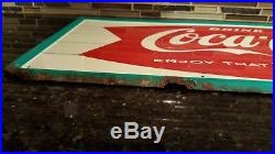 Vintage metal coca cola fishtail advertising sign