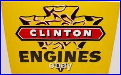 Vintage metal sign CLINTON ENGINES large embossed arrowhead new old stock n-mint
