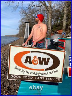 Vintage old Large A and W Soda Pop Metal Sign 36x60 inch hard to find A&W 1970