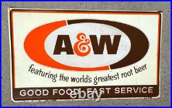 Vintage old Large A and W Soda Pop Metal Sign 36x60 inch hard to find A&W 1970