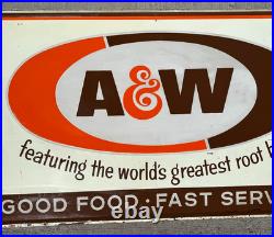 Vintage old Large A and W Soda Pop Metal Sign 36x60 inch hard to find A&W 1970