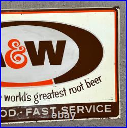 Vintage old Large A and W Soda Pop Metal Sign 36x60 inch hard to find A&W 1970