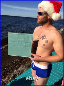 Vintage old Wisconsin Criminal No Hunting or Trespassing Metal Sign Racine Wis