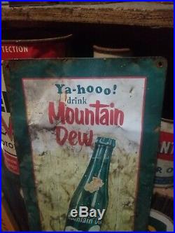 Vintage old metal Mountain Dew Soda sign gas station general store coke pepsi