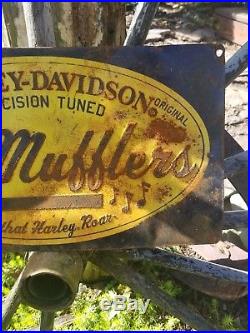 Vintage old original Harley Davidson muffler metal display sales motorcycle sign