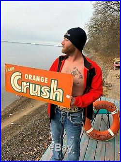 Vintage old original Orange Crush Soda Pop Metal Sign 27X19