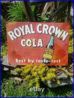 Vintage old royal crown metal soda sign advertising gas oil Pepsi general store